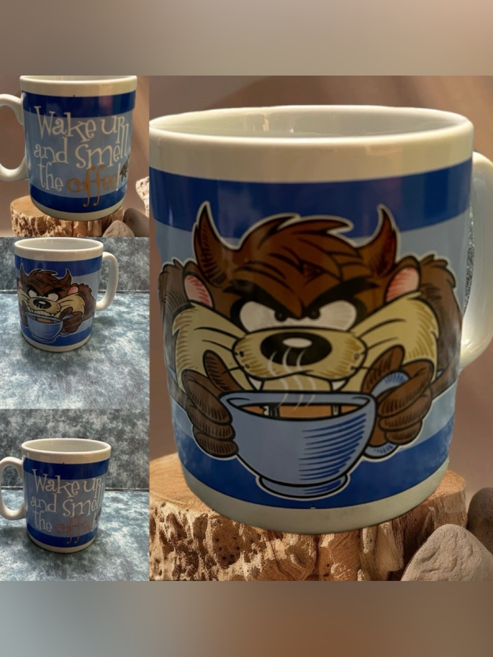 Warner Bros. Blue Taz Soup  Mug with Cartoon Taz Design